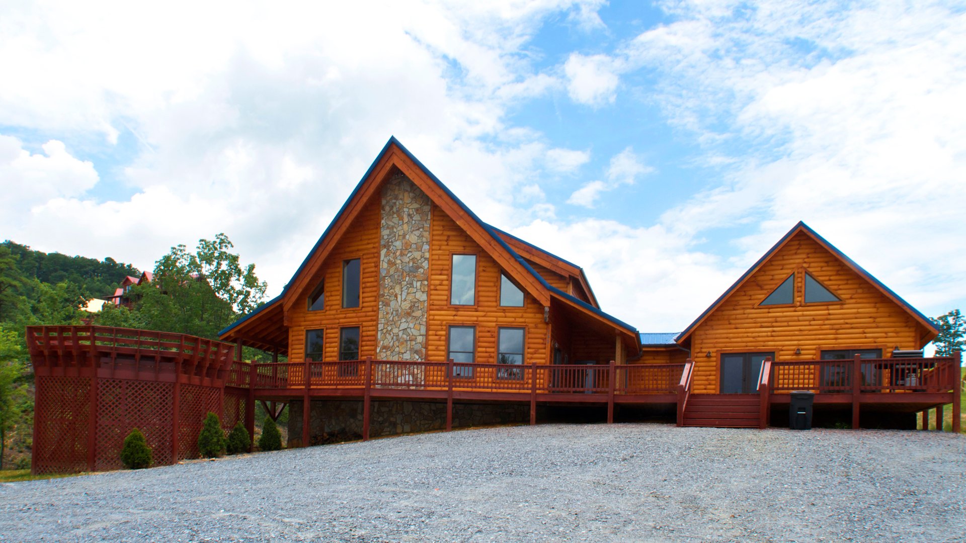An exterior view of one of our North Carolina Mountain view cabin rentals