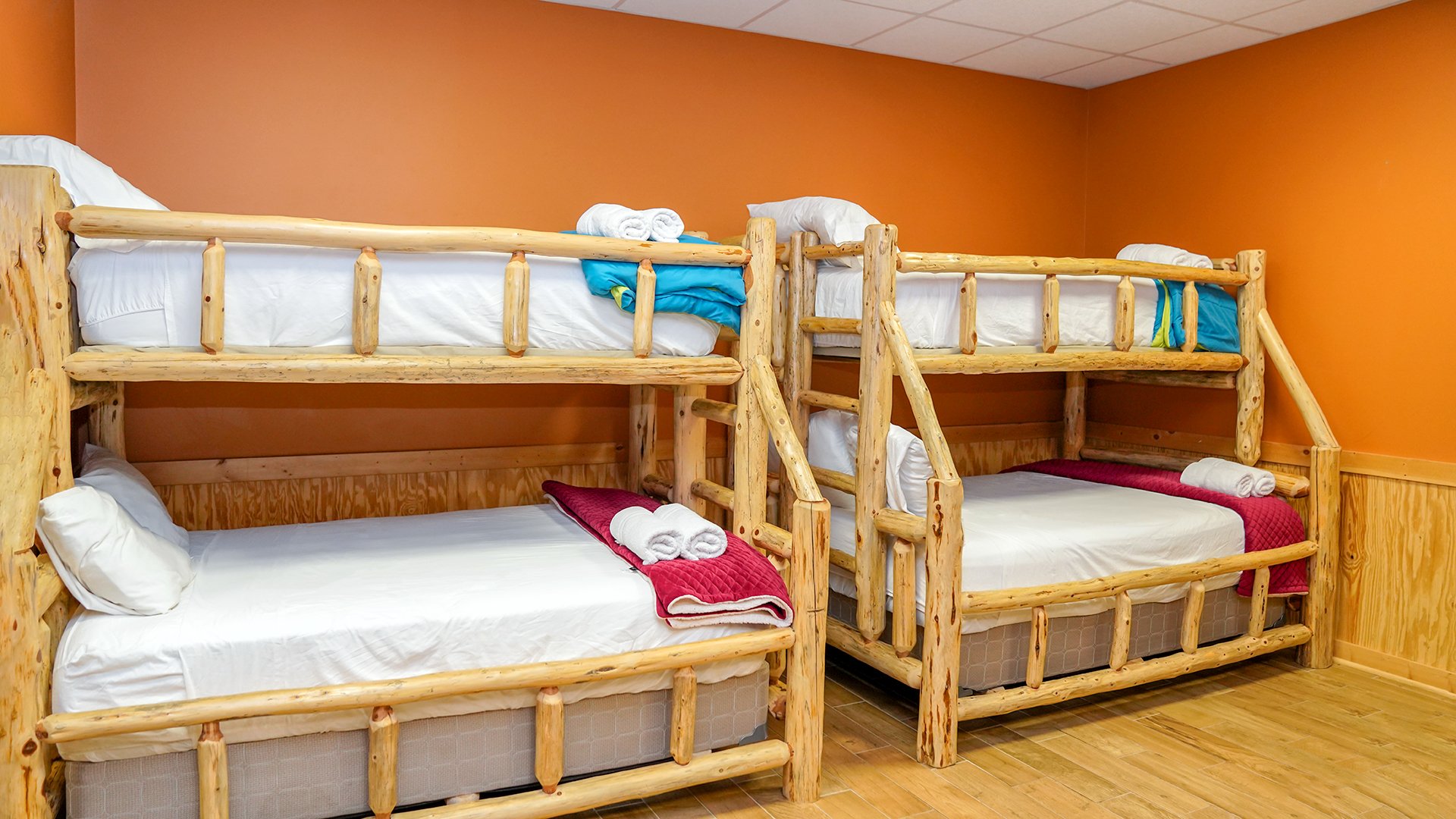 bedrooms with two bunk beds