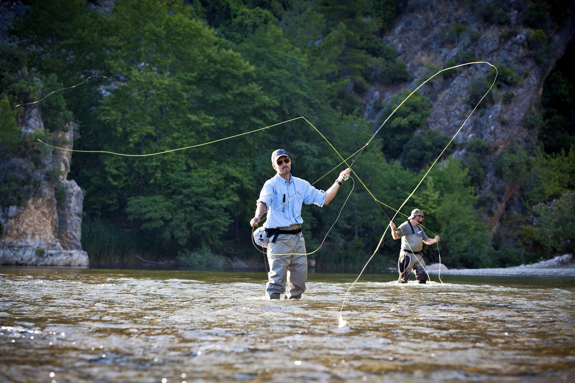 Fly fishing in North Carolina in the spring.